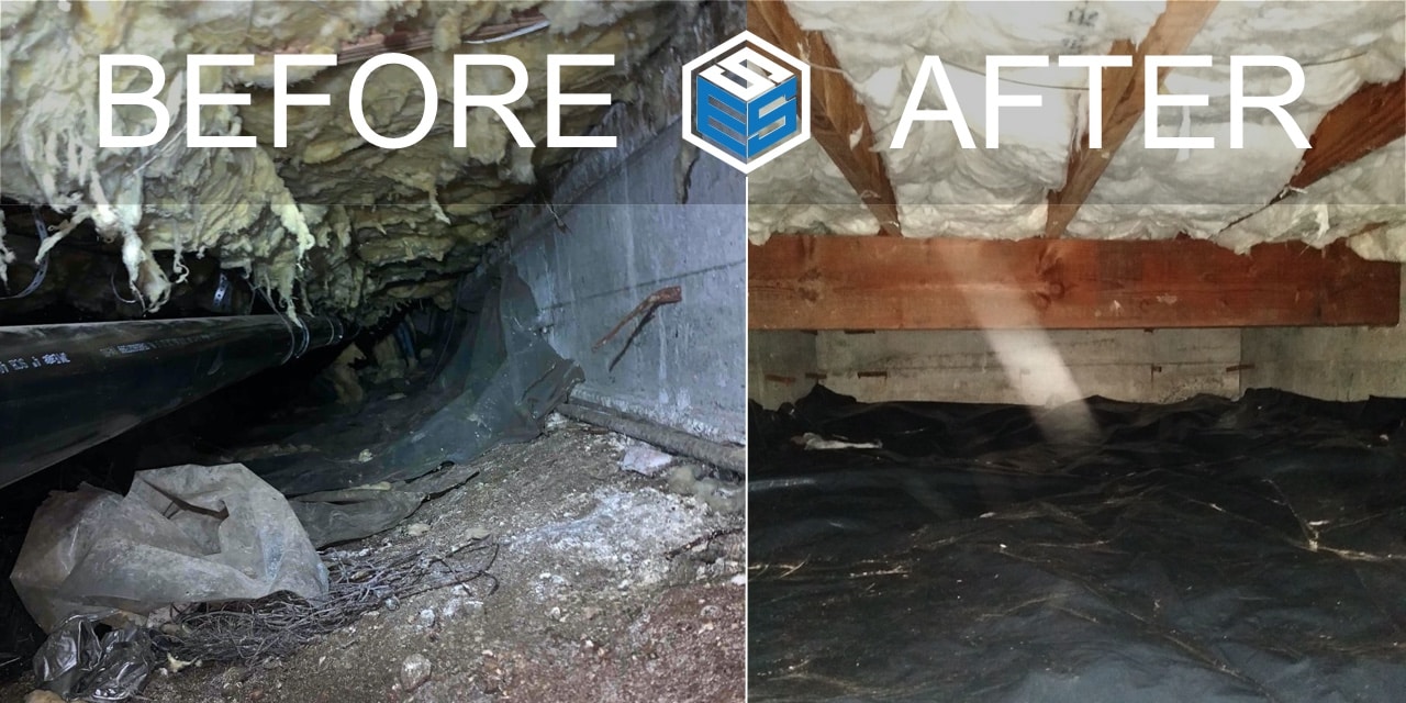 Crawl space project - BEFORE AND AFTER BEFORE - Crawl space Sanitize + Deodorize - Seattle, WA 98133