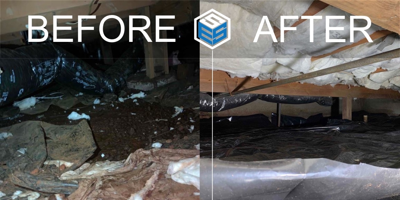 Crawl space clean up - Renton, WA 98058 - BEFORE AND AFTER