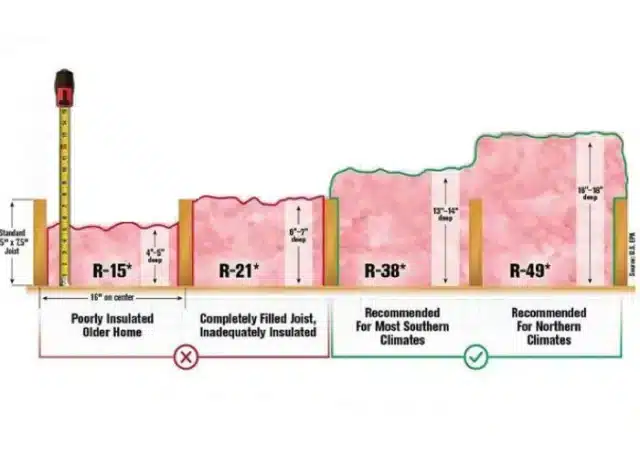 Levels of Attic Insulation - R value