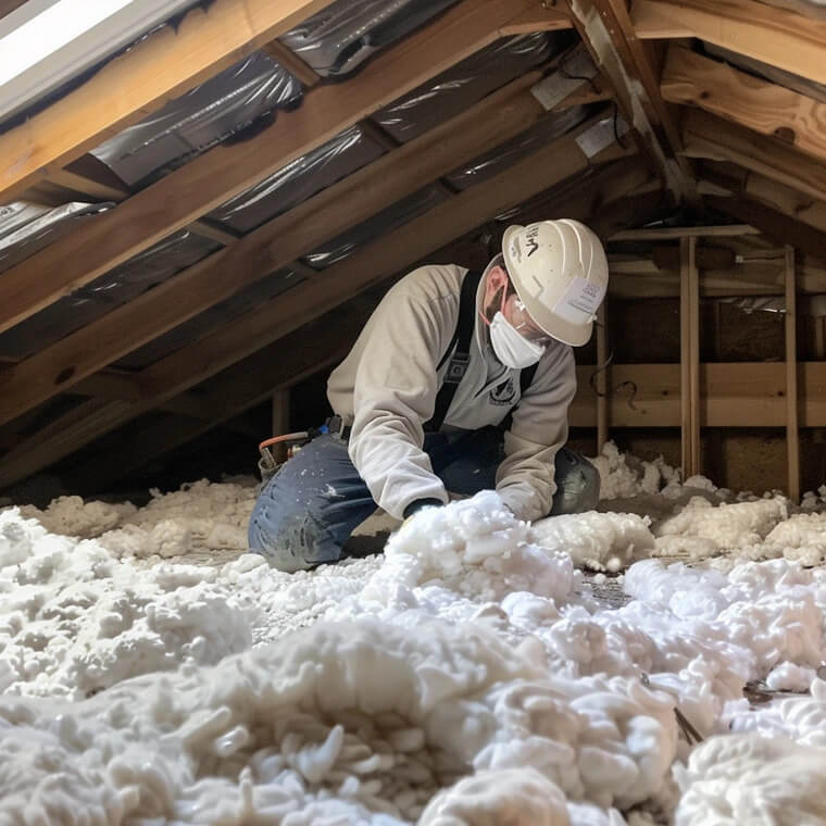 insulation being removed from an attic