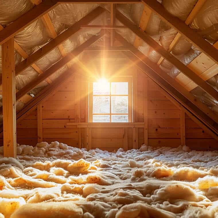sun shining through an attic window